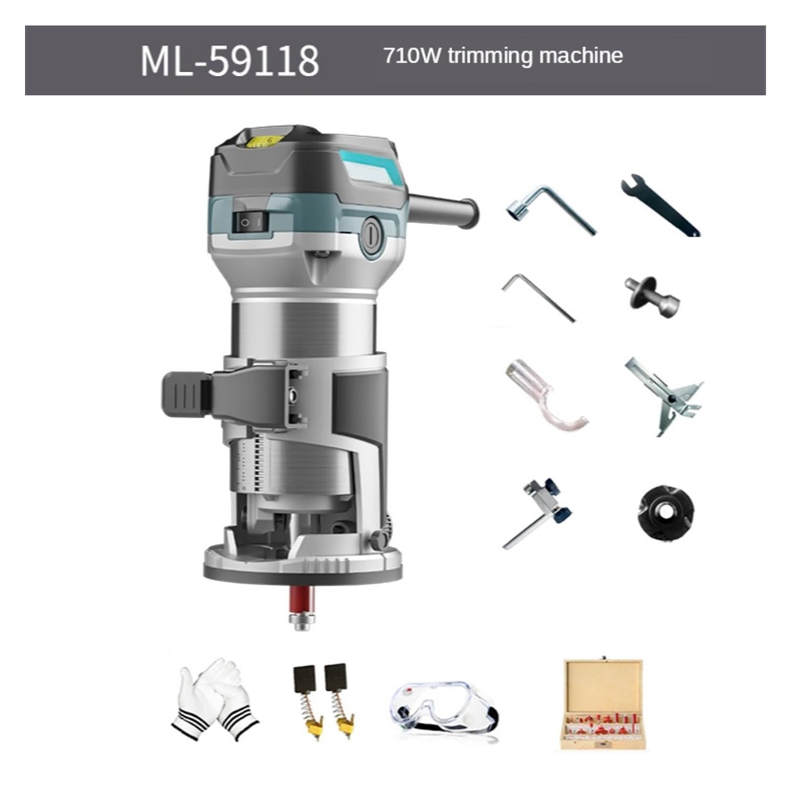 RU 710W 220V Recortadora Enrutador De Madera Kit Combinado Máquinas Eléctricas Carpintería Potencia Manual Con Fresa Cutte Bloqueo RáPido