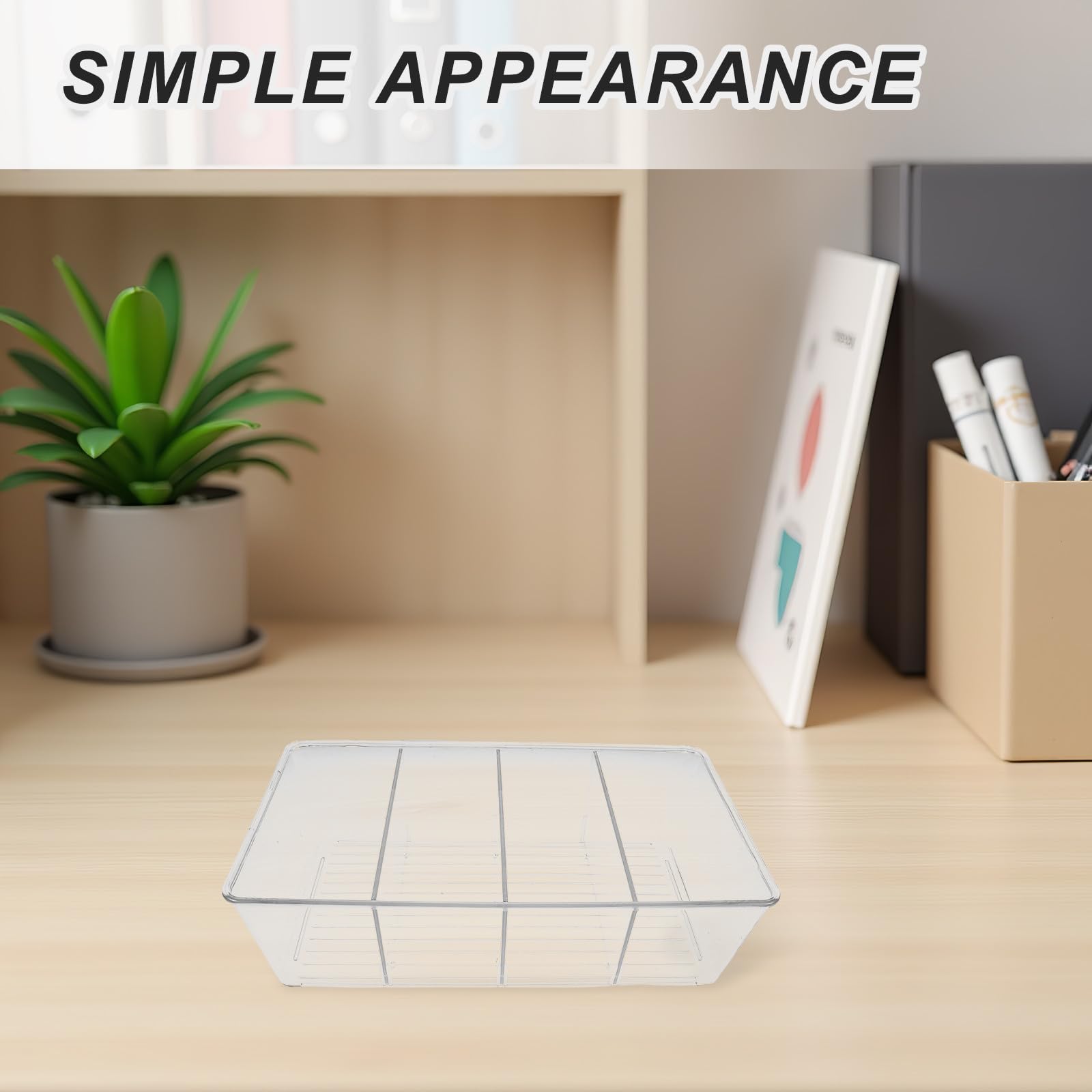 POPETPOP 2piezas Caja Organizadora Transparente Apilable con Compartimentos Ajustables y Divisores Desmontables para Escritorio Organizador Plástico Multifuncional para Oficina Baño