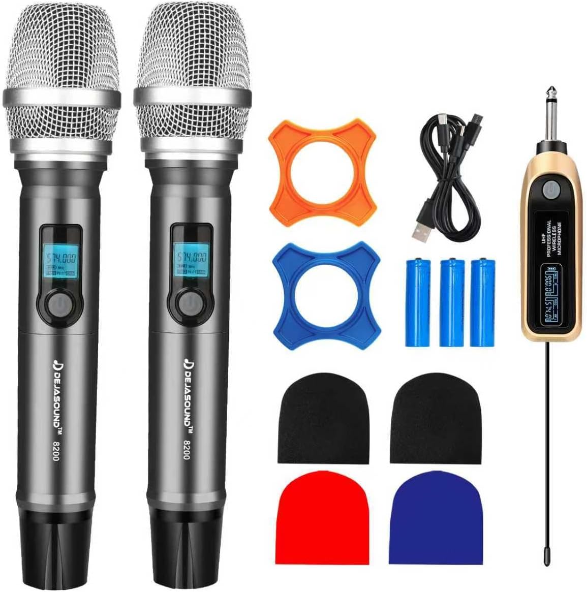 Wireless Professional Microphones - High Fidelity Sound Handheld Dynamic Mics for Party, Karaoke Singing, Live Stream, YouTube, Music Recording, XLR Adapter Included
