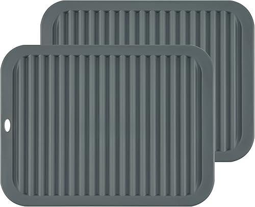 Miniatura 7 de Smithcraft Salvamanteles de silicona para platos calientes, ollas y sartenes, soportes redondos de color verde azulado, abridor de tarros y soporte