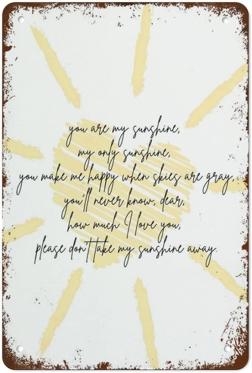 Vintage You are My Sunshine Girl Boy Lyrics Cafe Poster Metal Aluminium Tin Wall Decor 8x12 Inch
