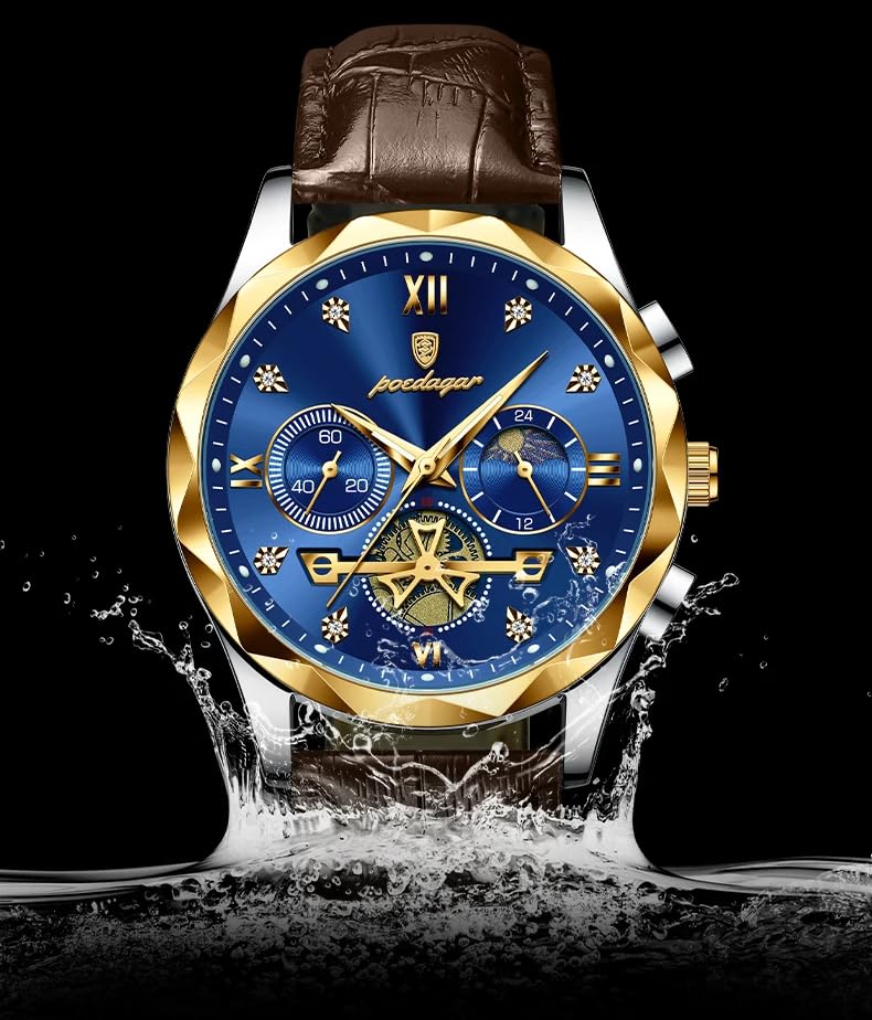Montre de luxe Poedagar étanche avec mécanisme chronographe de précision
