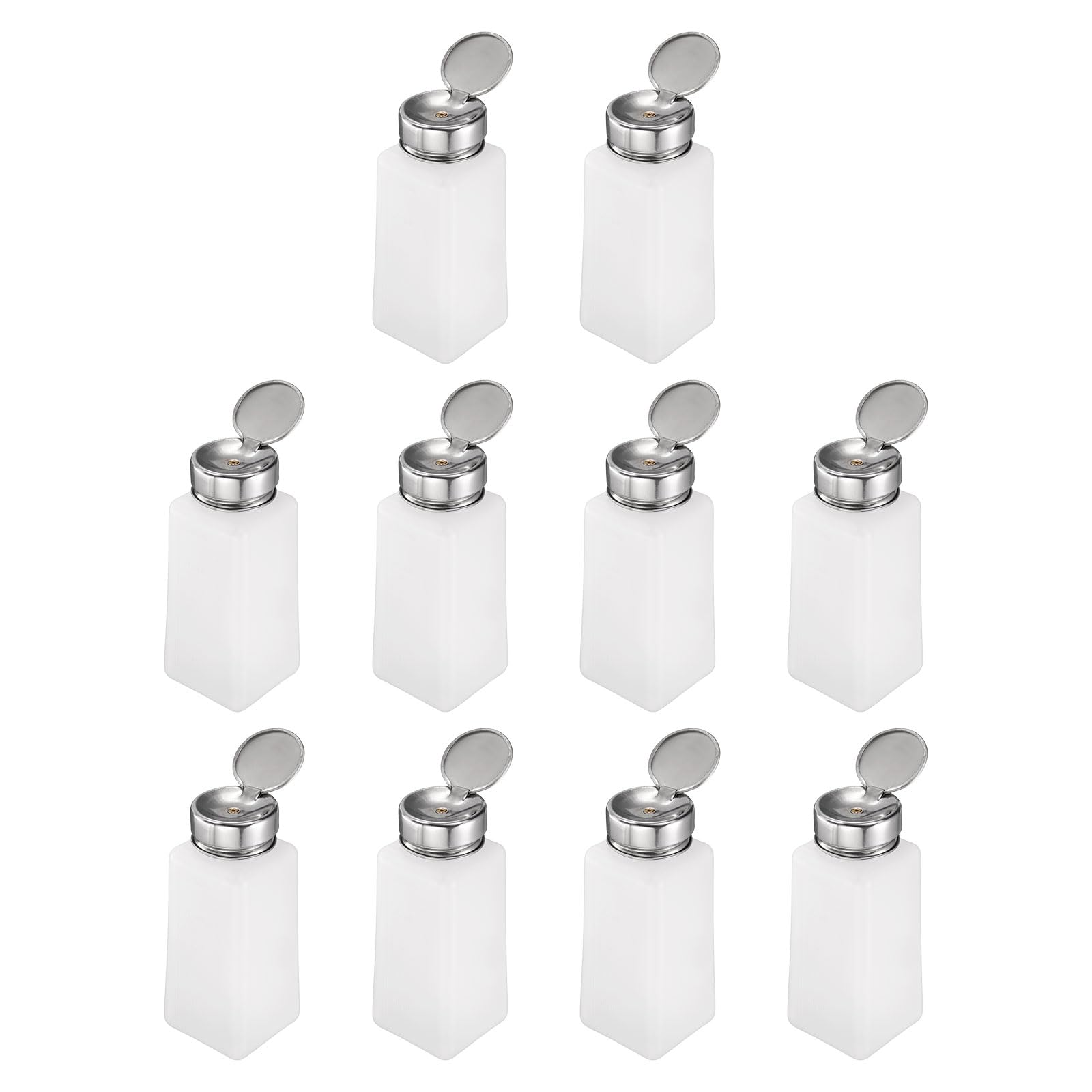 sourcing map Lot de 10 distributeurs d'alcool de solvant de 250 ml pour dissolvant de vernis à ongles avec tête de pression en acier inoxydable pour solution d'acétone, blanc
