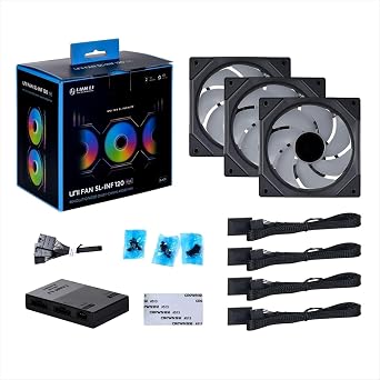 Lian Li Case Fan UNI FAN Series UNI FAN SL INFINITY 120 Black 3Pack Daisy Chain Reversible Cable Module with Infinity Mirror Japan Official Distributor