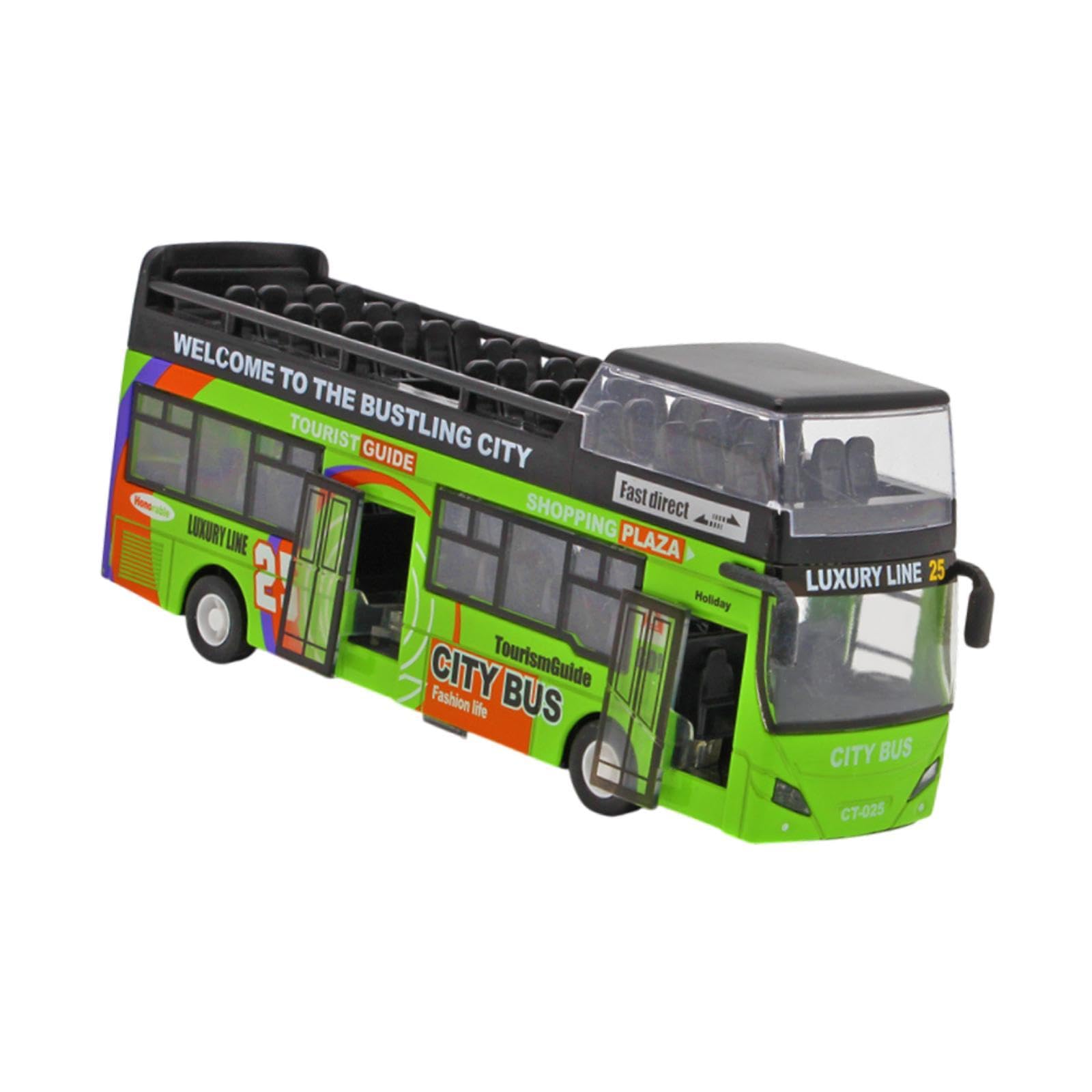 Autobús Turístico de Juguete, Modelo de Autobús Urbano, Juguete de Colección de Simulación para Niños Y Niñas. Regalo Ideal, Verde