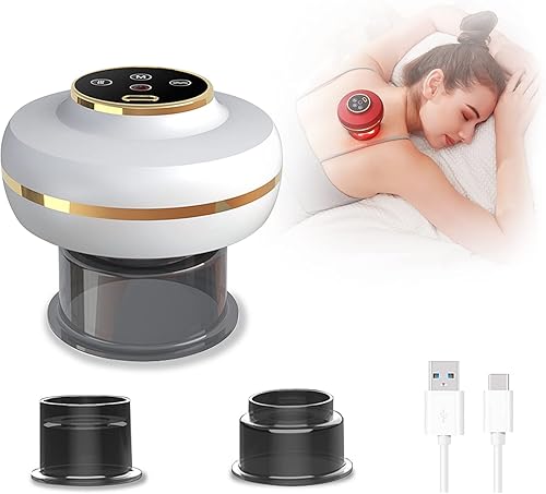 Juego de ventosas, dos tazas, instrumento de masaje de respiración inteligente, masajeador eléctrico mejorado Gua Sha, para masaje corporal, alivio