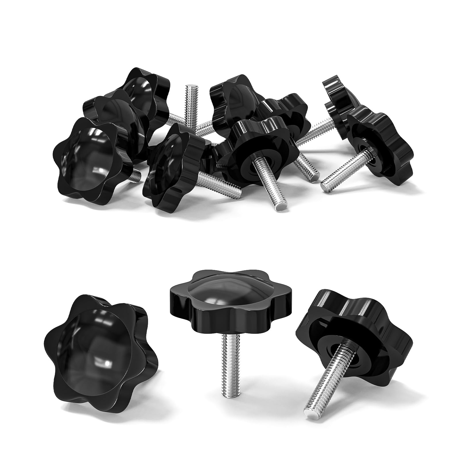10 Pcs M5 Screws, M5 x 20mm Thread Star Knobs, Thumb Screws, Plastic Hex Shaped Clamping Knob Handle Hand Tightening Screw Knob for Umbrella Base Replacement