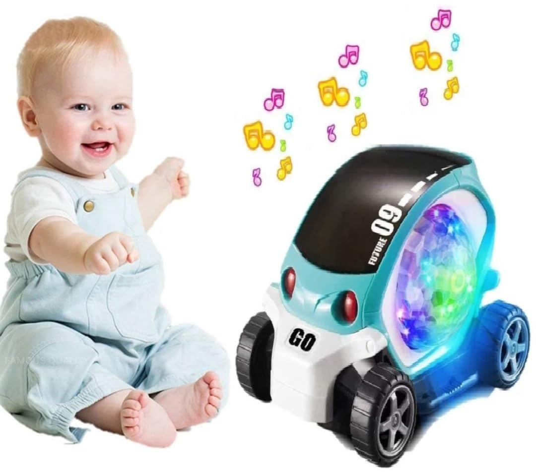 FAMOUS QUALITY 4D- Stunt Car 360 Degree Rotating Stunt Car Bump and Go Toy with 4D Lights & Sounds (Pack of 1), Multi (B0B9DHKJCY) Amazon Price History, Amazon Price Tracker