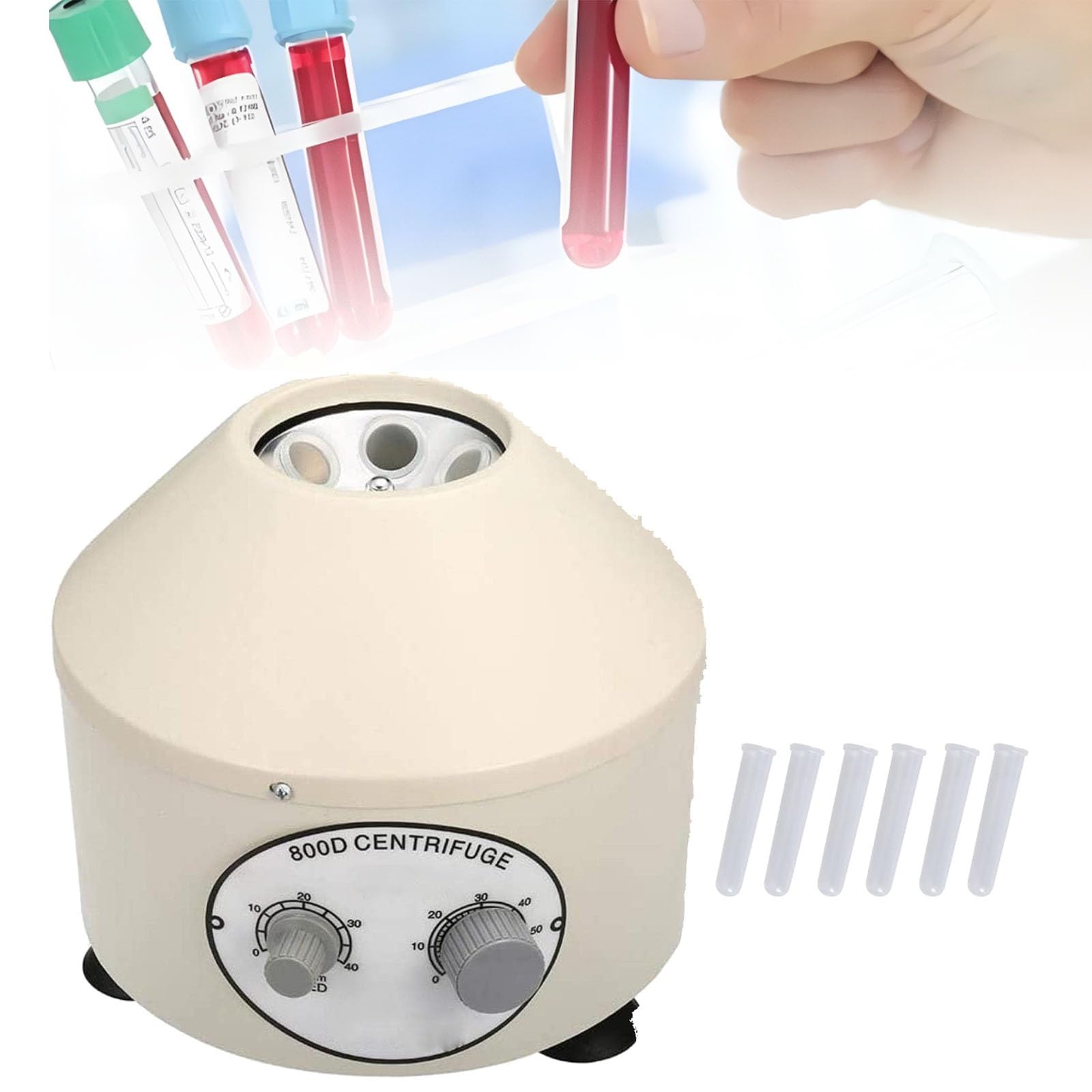 Przenośna laboratoryjna wirówka medyczna, 20 ml x 6 probówek - z 60-minutowym timerem i kontrolą prędkości 4000 obr./min, do rozdzielania próbek przez wirówkę