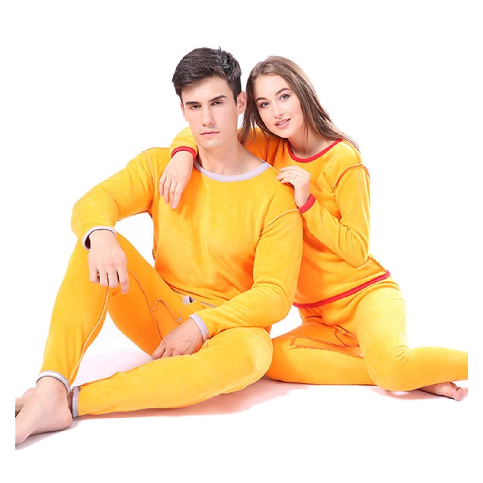 Inverno Velluto Spessore Intima Termica for Gli Uomini WomanWinter Caldo Layered Abbigliamento Pajamas Set Set Termica Cloth