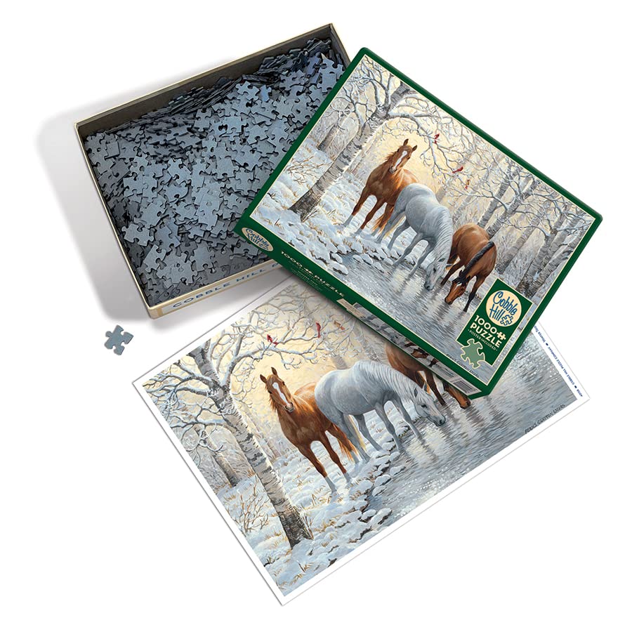 Cobble Hill 1000 Piece Puzzle - Winter Trio - Sample Poster Included, 1000 pieces, 67.6cm x 48.9cm - Image 2