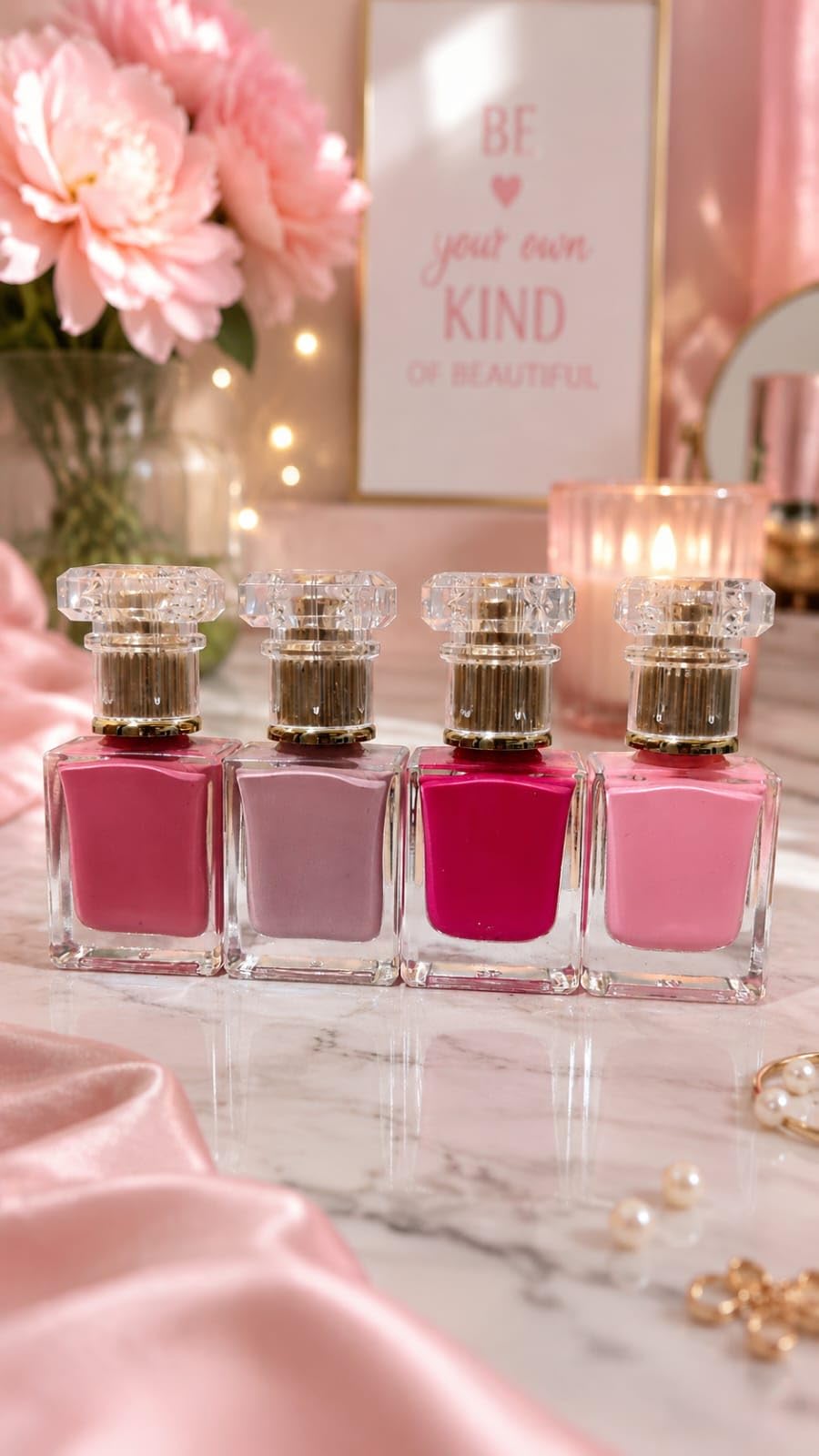 Pack of 4 Nail Polish Combo Set | Long Lasting Quick Dry Glossy Nail Paint | High Shine Smooth Finish | Rose Blush, Mauve Mist, Fuchsia Bloom & Petal Pink | Nail Color Set for Women & Girls-image-13