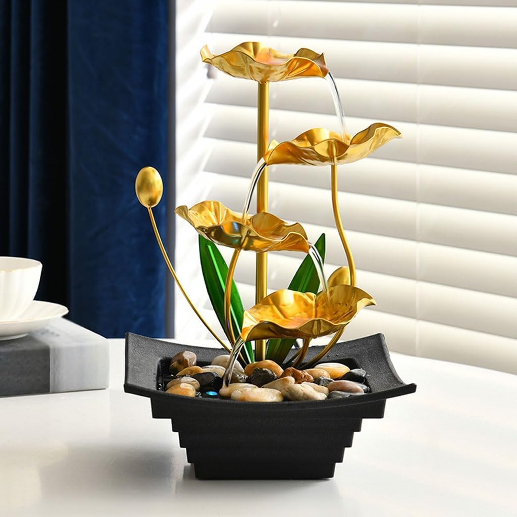 Tabletop Waterfall Iron Flowing Water Ornaments, Home Desktop Fountain Landscape, Living Room Small Decorative Ornaments Tabletop Water Fountain