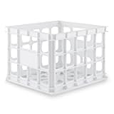 Sterilite Storage Crate, Stackable Plastic Bin Open Basket with Handles, Organize Home, Garage, Office, School, White, 1-Pack