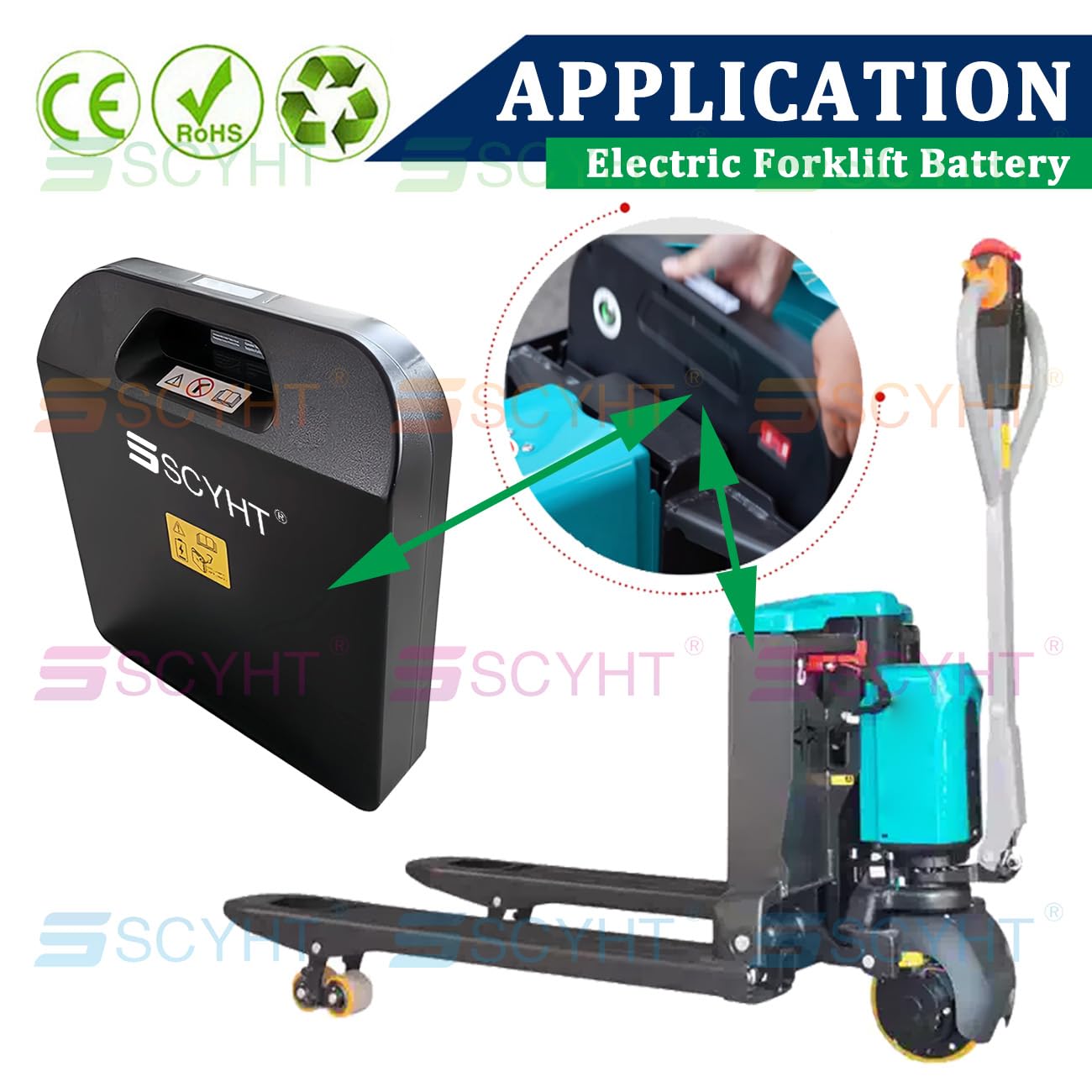 Lithiumbatterie 25,6 V 48 V Elektrohubwagen mit Batterie für PWB15 LiFePO4-Batterien für PWB20 Elektrostapler PWB30 mit BMS-Schutzplatine und tragegriff,48v30ah with Charger