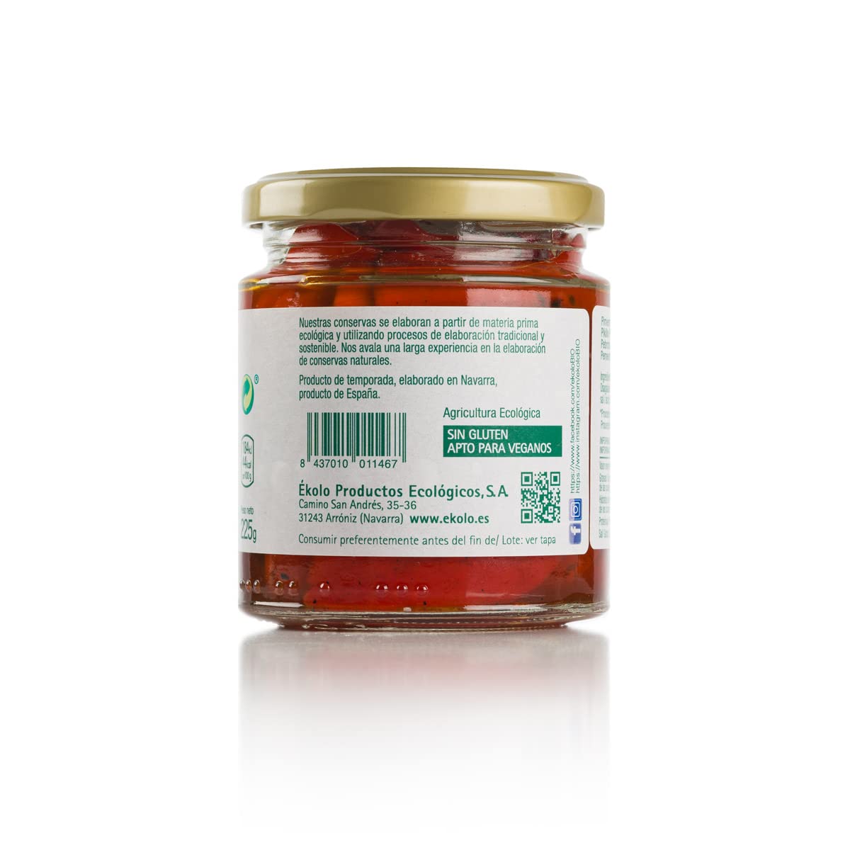 Ekolo Pimiento Del Piquillo Extra Entero Bio, 6 Tarros, 225g 1350g