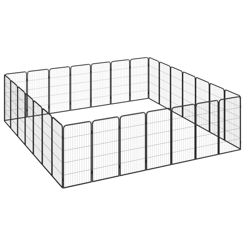 28-TLG. Hundelaufstall Schwarz 50x100cm Stahl Pulverbeschichtet für Outdoor Indoor Garten Hof Terrasse, ausbruchsicheres Gehege, wetterfestes, stabiles Schutz- und Trainingszubehör