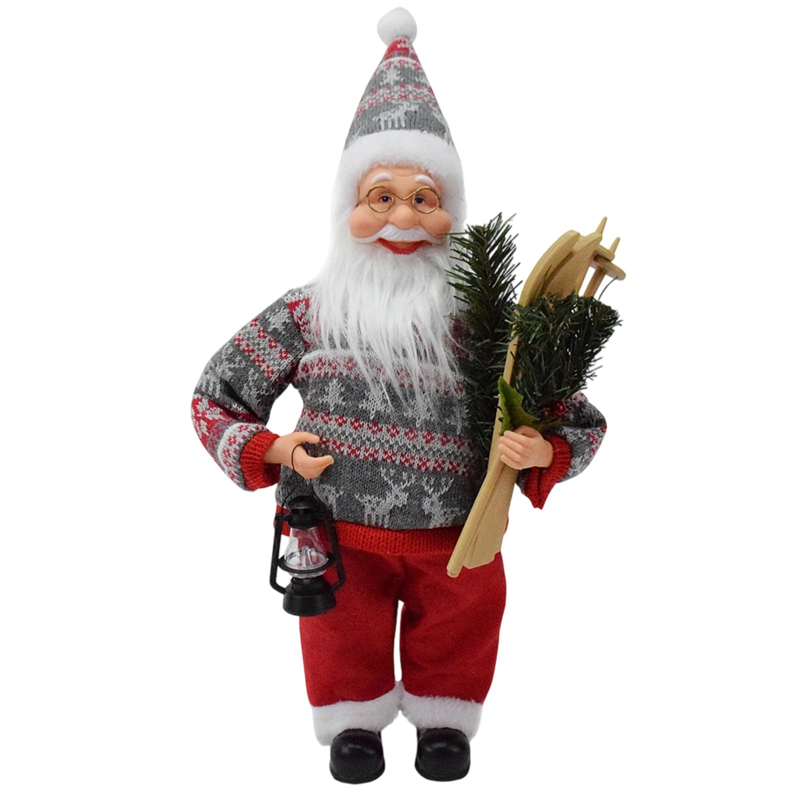 Kalttoy Handcrafted Christmas Grandpa Plush Doll with Lamp Festival Home Decoration Desktop Ornament LED Lamp Santa Doll