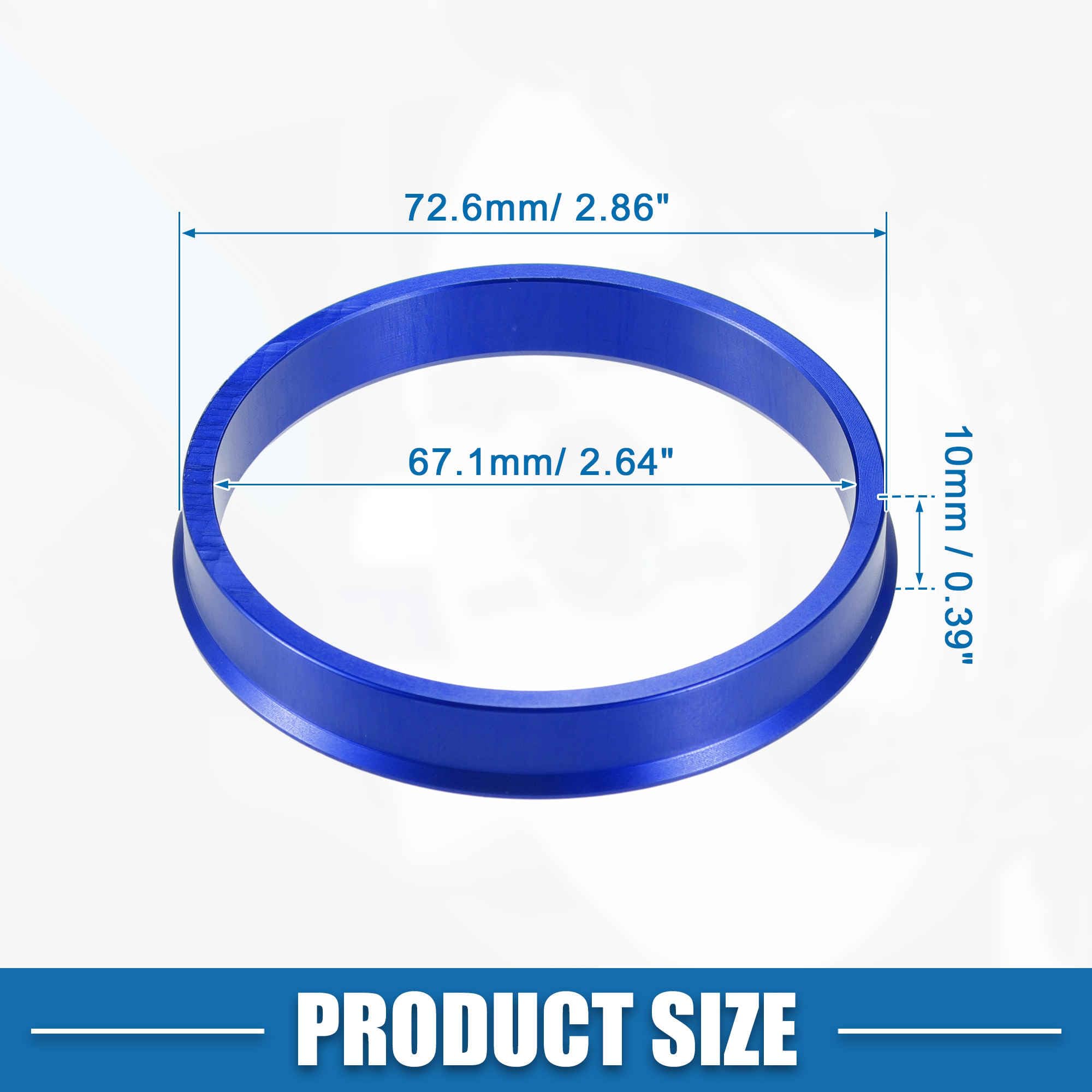 A ABSOPRO Juego de 4 Anillos Centradores de Buje de Coche OD 72.6mm A ID 67.1mm Anillos Centradores de Buje Espaciador de Centro de Rueda de Aleación de Aluminio Azul