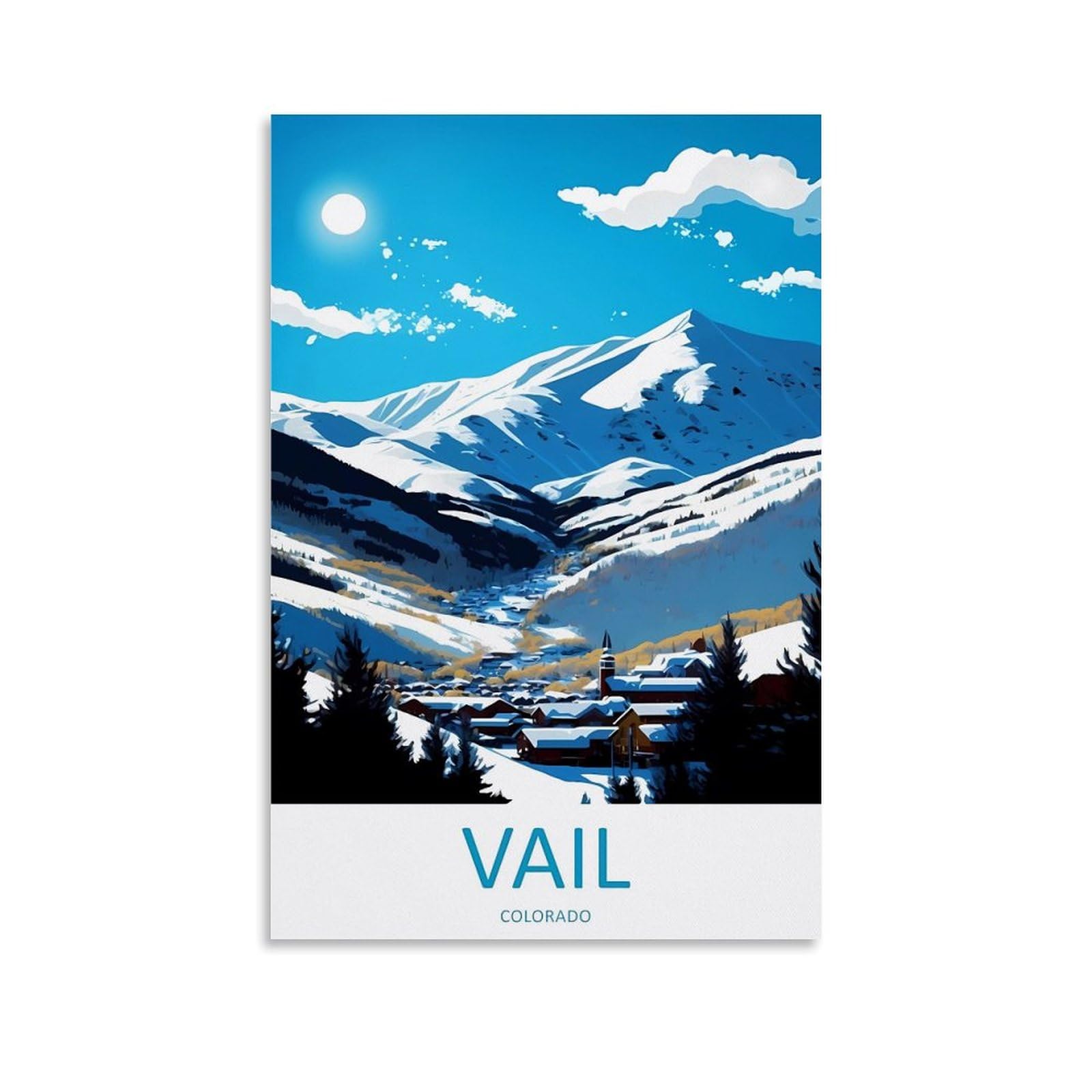 EZMLFA 5D Diamond Art Kits for Beginner,Vail Colorado,DIY Round Full Drill Crystal Art Craft Painting for Home Wall Decor 40x50cm