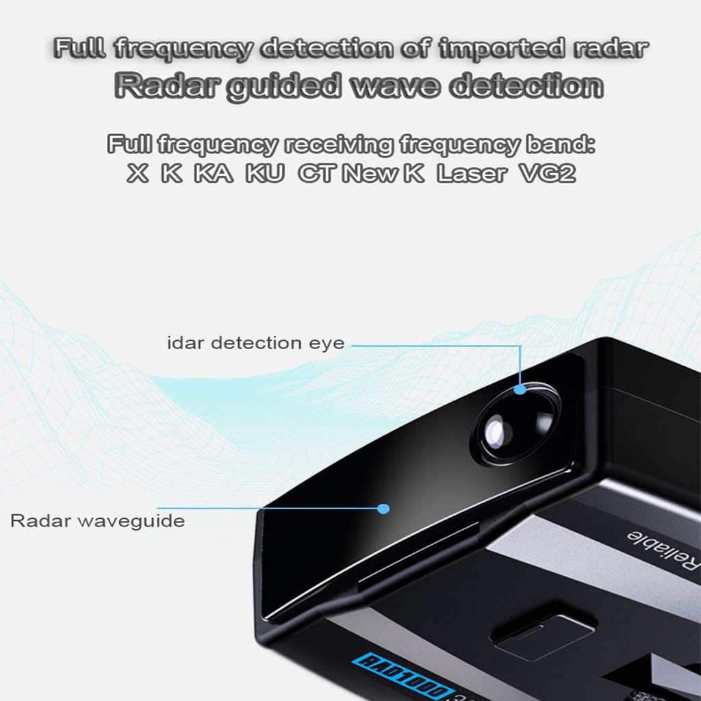 Détecteur de radar de police Uk, RAD1000 Compagnon de sécurité routière avec confirmation de vitesse GPS, alerte sonore pour radars fixes et mobiles, comprend un support à ventouse, noir