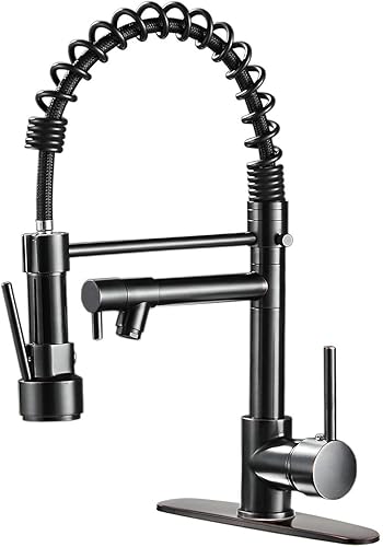 Miniatura 1 de Leekayer Grifo de cocina comercial extraíble tipo pequeño mezclador de fregadero de 2 bocas, mango único, 1 agujero, montaje en cubierta, boquilla