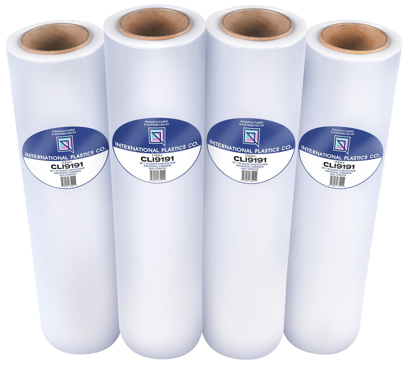 International Plastics Co. 18" 70 Gauge Plastic Stretch Film/Wrap 1500ft 500% Stretch Clear Cling Durable Adhering Packing Moving Packaging Heavy Duty Shrink Film