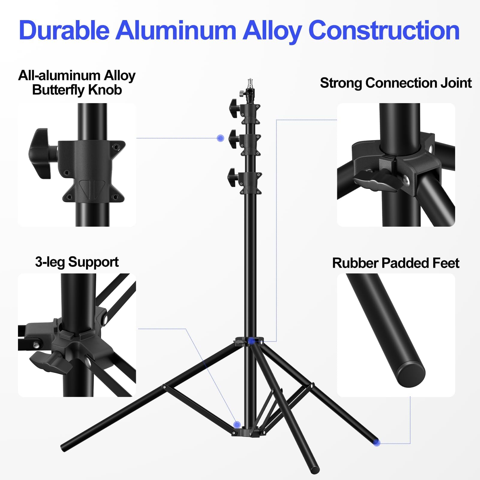 EMART 4 m wytrzymały stojak na światło do fotografii, amortyzowany powietrzem stojak na światło ze stopu aluminium ze śrubą 1/10.2 cm i 3/20.3 cm, kompatybilny z grami sportowymi/profesjonalną