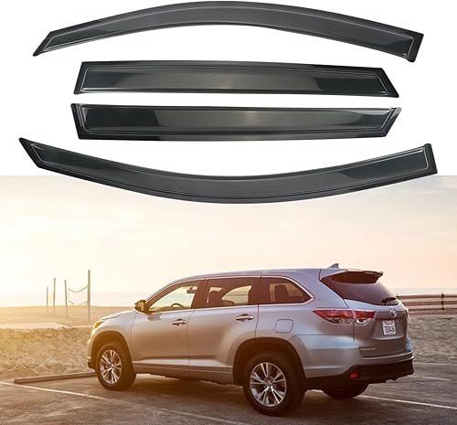 Protector de humo sollluvia, deflector de ventana para Highlandés 2014-2019, 4 protectores de lluvia laterales tintados ahumados