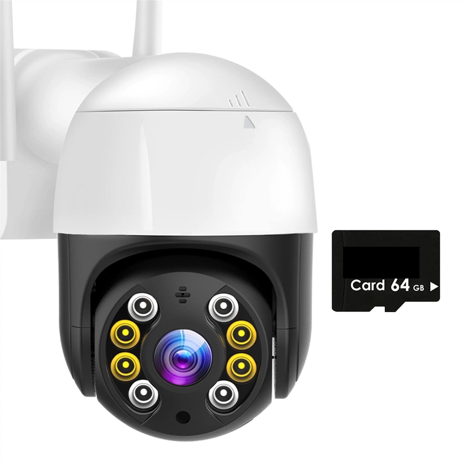 Telecamera Wifi Esterno, Telecamera IP 8MP 4K H.265 3MP HD CCTV Videosorveglianza Monitoraggio automatico 1080P Telecamera di sicurezza wireless PTZ Vista a 360 ° ,Sicurezza, Antifurto(8MP Add 64GB Ca