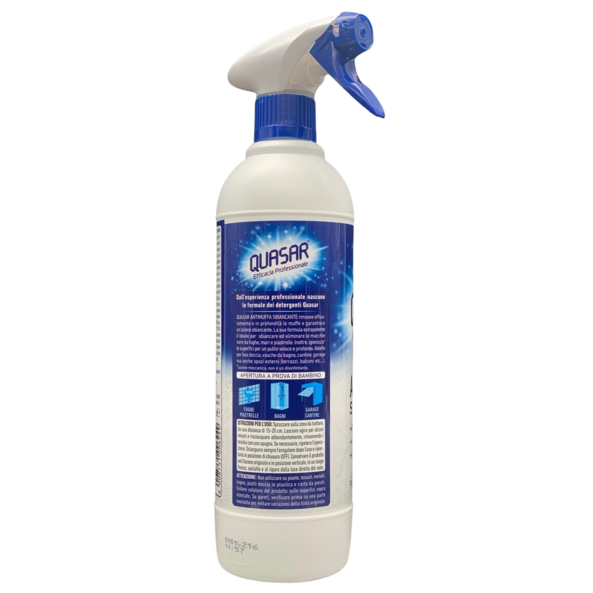 SET PULIZIA: Quasar Detergente Spray ANTIMUFFA Sbiancante, Extrapotente e Igienizzante 580ml + 1 Confezione Spugna Magica + 100pz Guanti HDPE Monouso (3 Spray + 1 Spugna + Guanti)