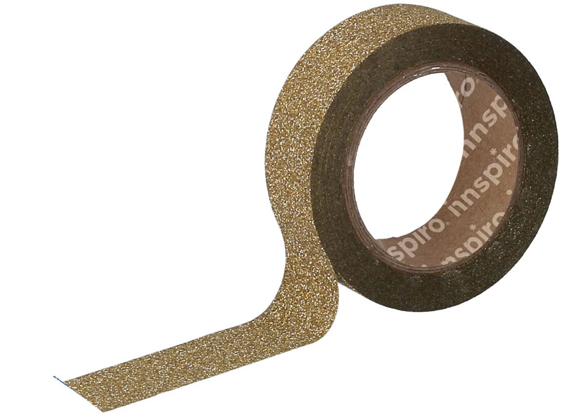 INNSPIRO Cinta masking tape purpurina dorado 15mm.x6,5m. Serie Glitter