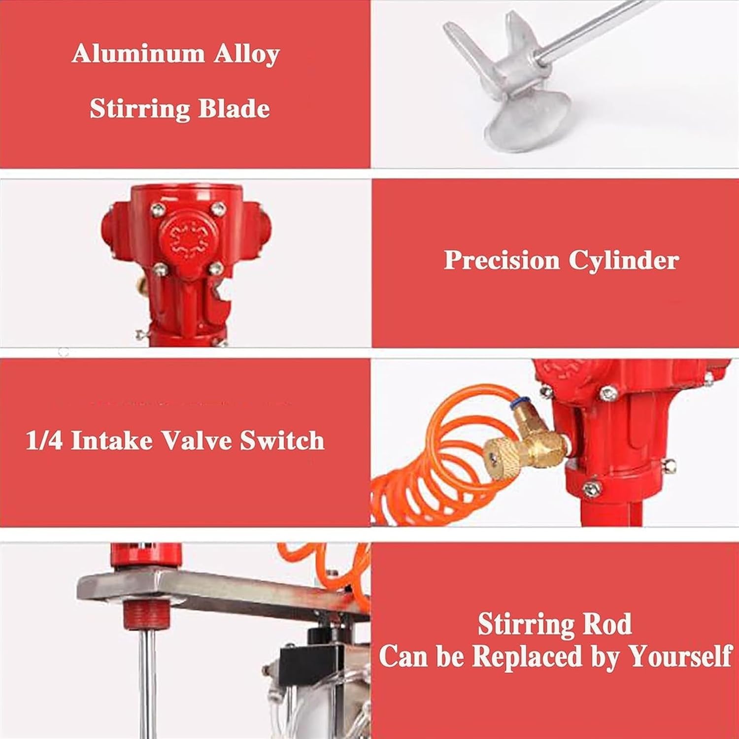 Pneumatic Paint Mixer, 5 Gallon Air Agitator, Ink Coating Mixing Tool, Stainless Steel Automatic Lifting, for In Paint Factory, Home Industry, Food Industry