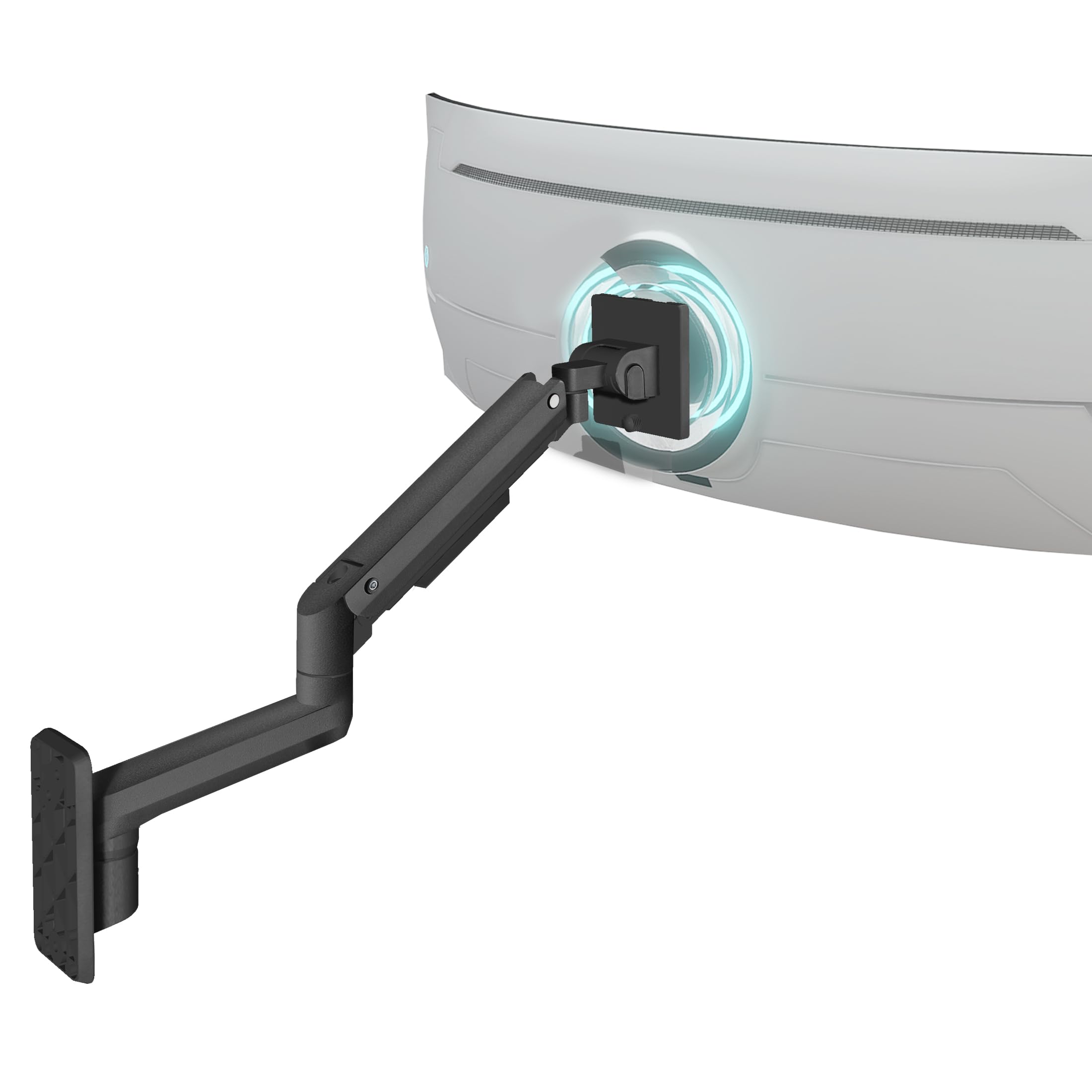 Mount‑It! Heavy‑Duty Wall Mount Arm for 49″ Curved & Ultrawide Monitors, Gas‑Spring Full Motion, 23.5″ Reach, 44 lb Capacity, VESA 75/100, Single‑Stud Install