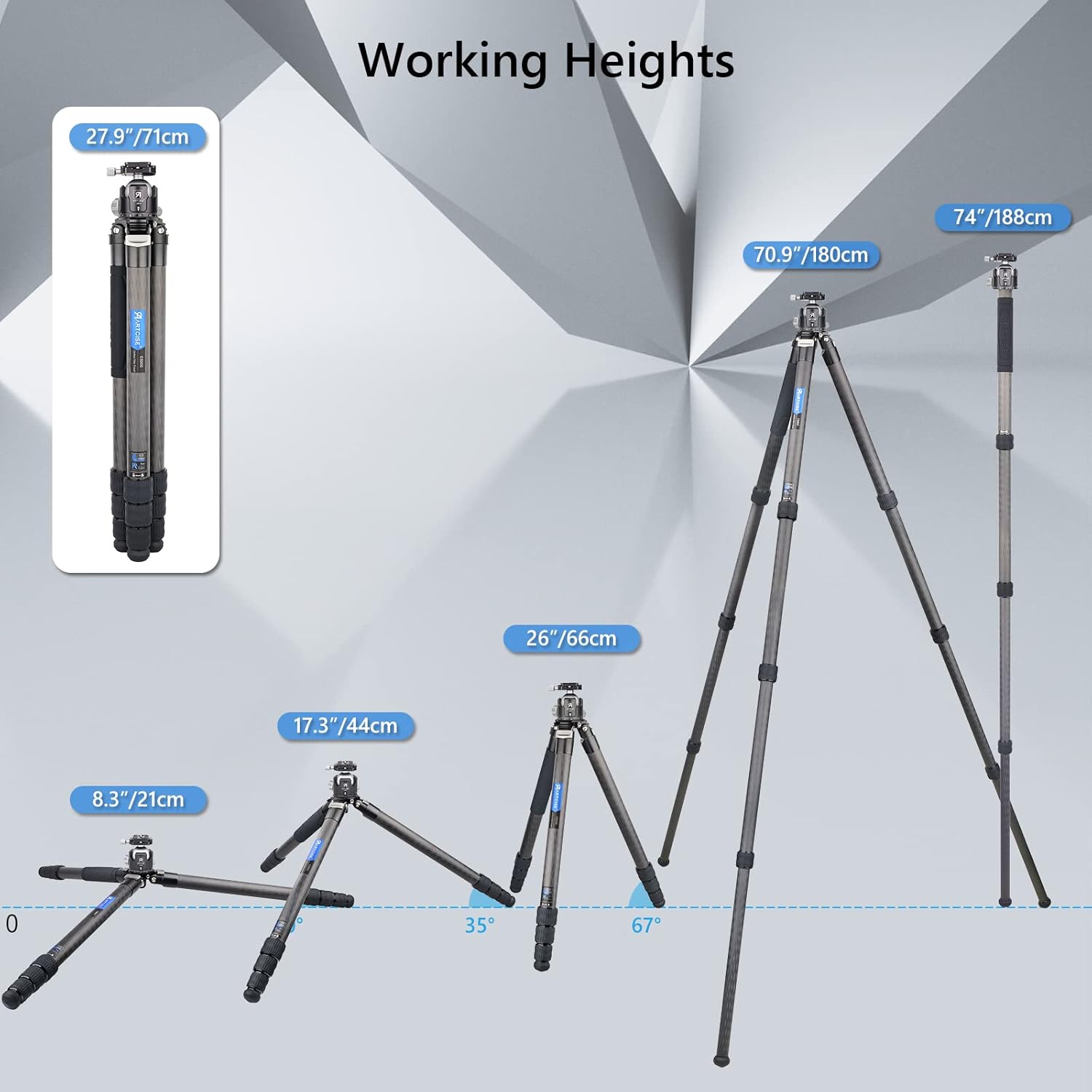 40mm Lightweight Compact Carbon Fiber Tripod with 52mm Low Profile Ball Head Kit 10-Layer Carbon Heavy Duty Travel Camera Stand Detachable Monopod with Stone Bag+ Magic Arm+ Phone Clip Max Load 30 kg