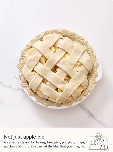 Miniatura 4 de LE TAUCI Moldes para tartas, platos de cerámica de 9 pulgadas con asas, platos profundos para tartas para hornear, para pastel de manzana, pastel de