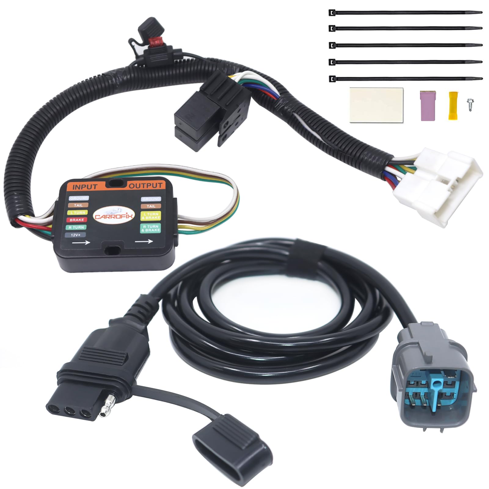 CARROFIX Custom Fit Vehicle 4 Way Flat Trailer Wiring Harness, Compatible with 2012-2015 Honda Pilot, OEM Factory Tow Package Required