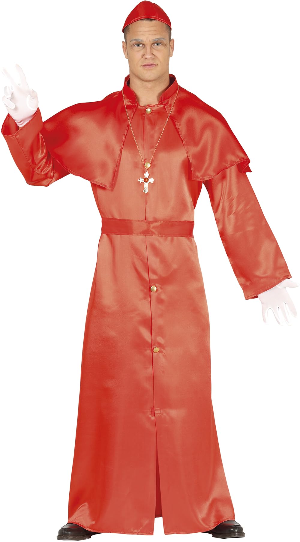 FIESTAS GUIRCA Cardinal Holy Carnival Fancy Dress Costume for Men Church Bishop Priest Size M-XL, Size: L