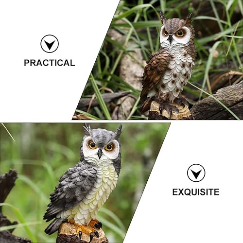 Miniatura 7 de YARDWE Estatuas de búho y animales del bosque, 2 piezas, decoración de micro paisaje, escultura de búho, animales de jardín para jardín, paisaje,