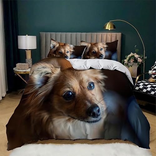 Black Dog California King Duvet Cover Animal Print Bedding Soft Microfiber Comforter Cover and 2 Pillow Shams 20"X36", Bed Set Duvet Covers with