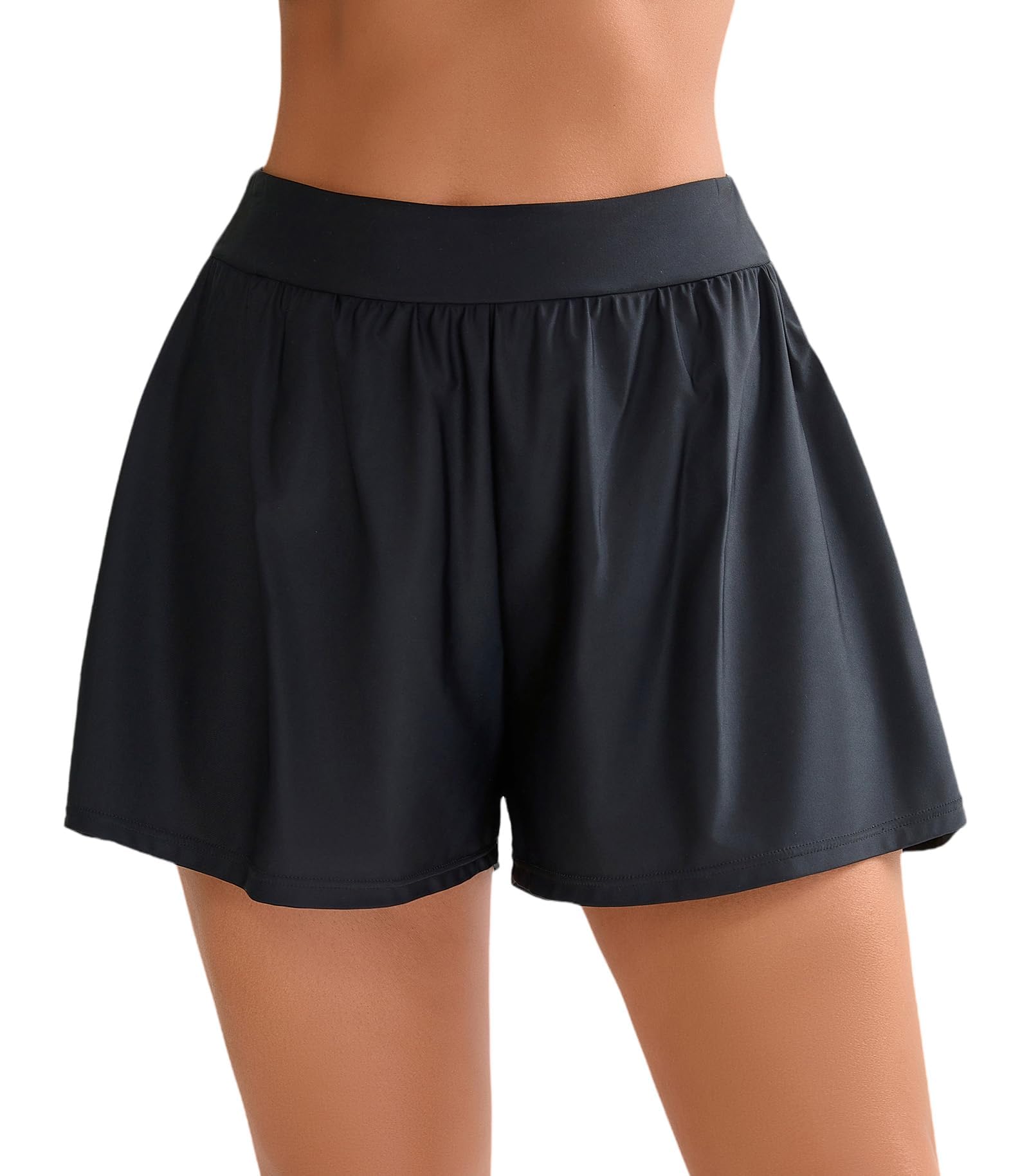 Halcurt Women's High Waisted Swim Board Shorts with Liner (Available in Plus) Loose Fit Tummy Control Bikini Swimsuit Bottoms