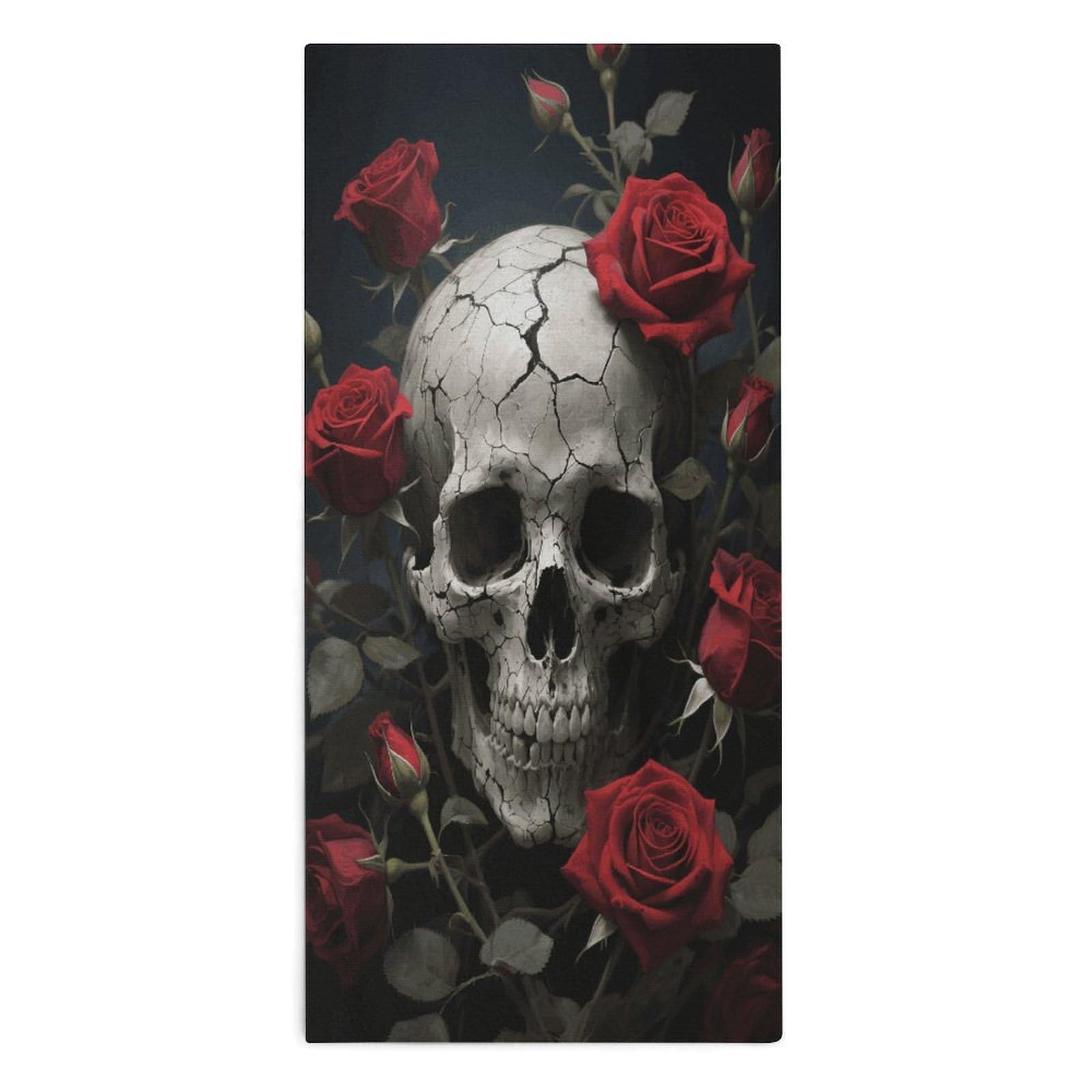 YUXBVKRS Skull Rose Hand Towels for Bathroom 14x29 Inch