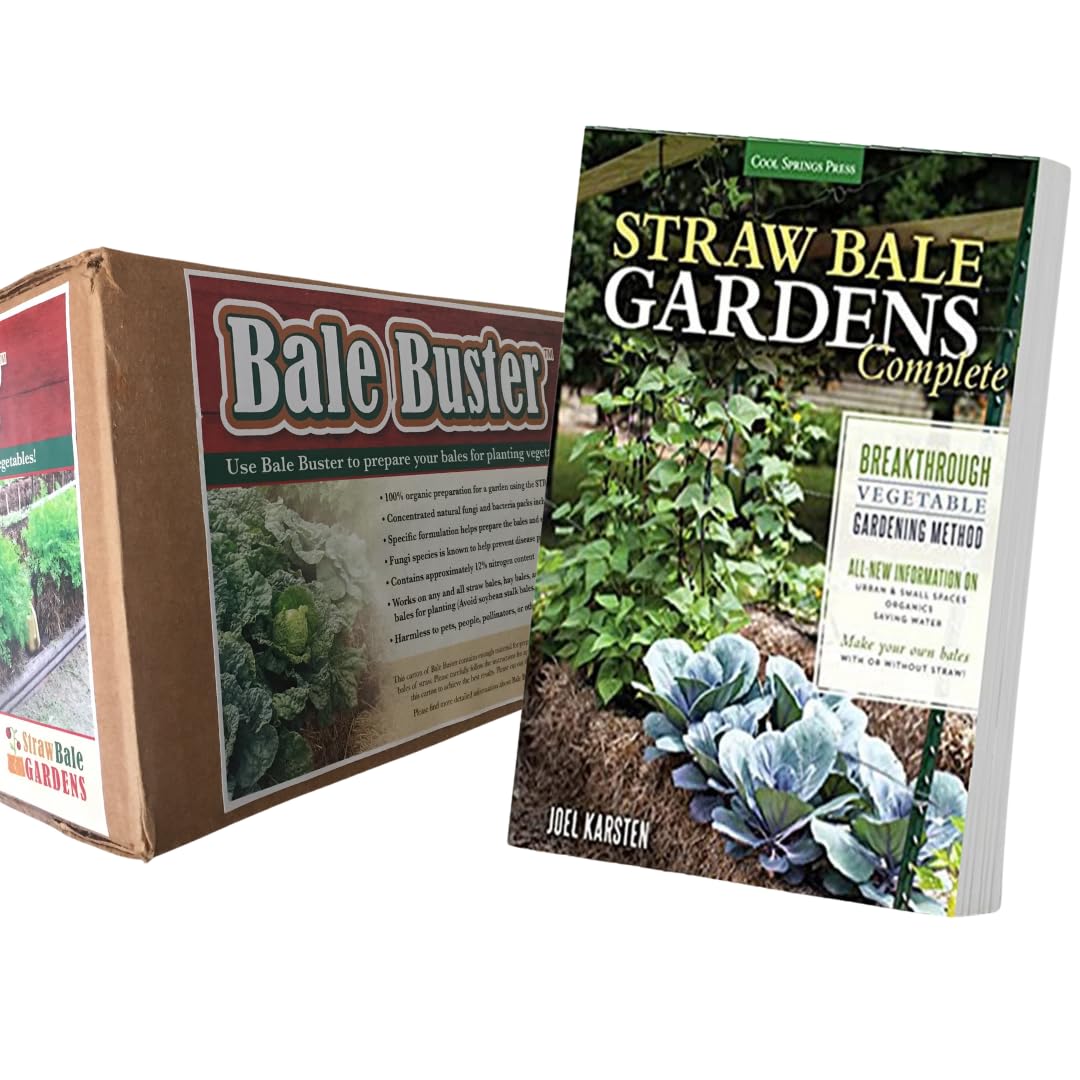 Straw Bale Gardening Starter Kit Includes Instructional Book by Karsten and BaleBuster 5 Organic SBG Preparation Mix formulated