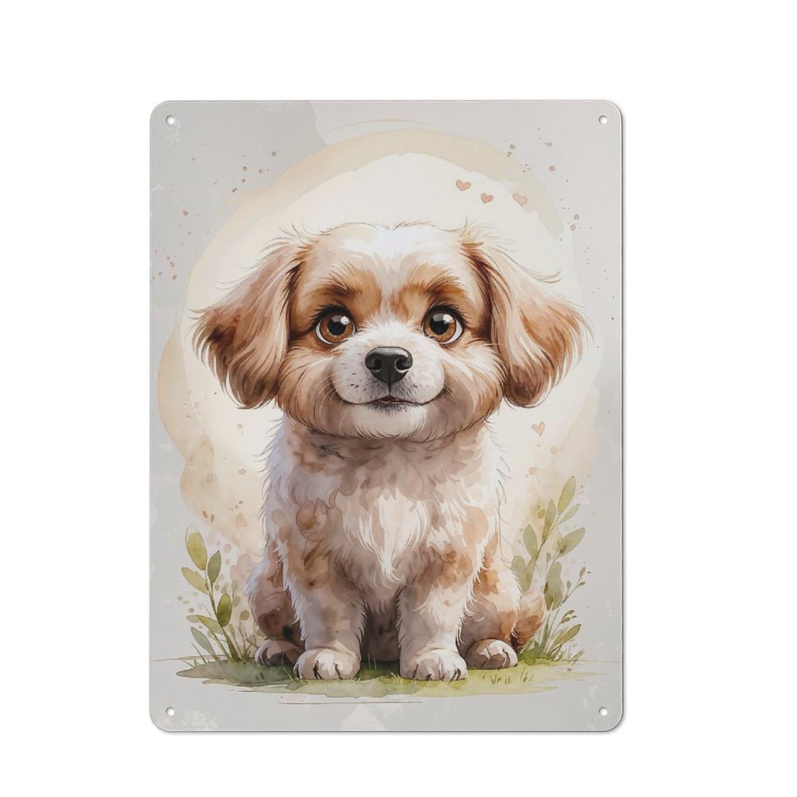 Junmoney Cute Puppy Watercolor Shed Metal Sign With Design 40X30cm, Outdoor Room Shed Wall Decor For Shed, Garden Room, Porch Or Garage