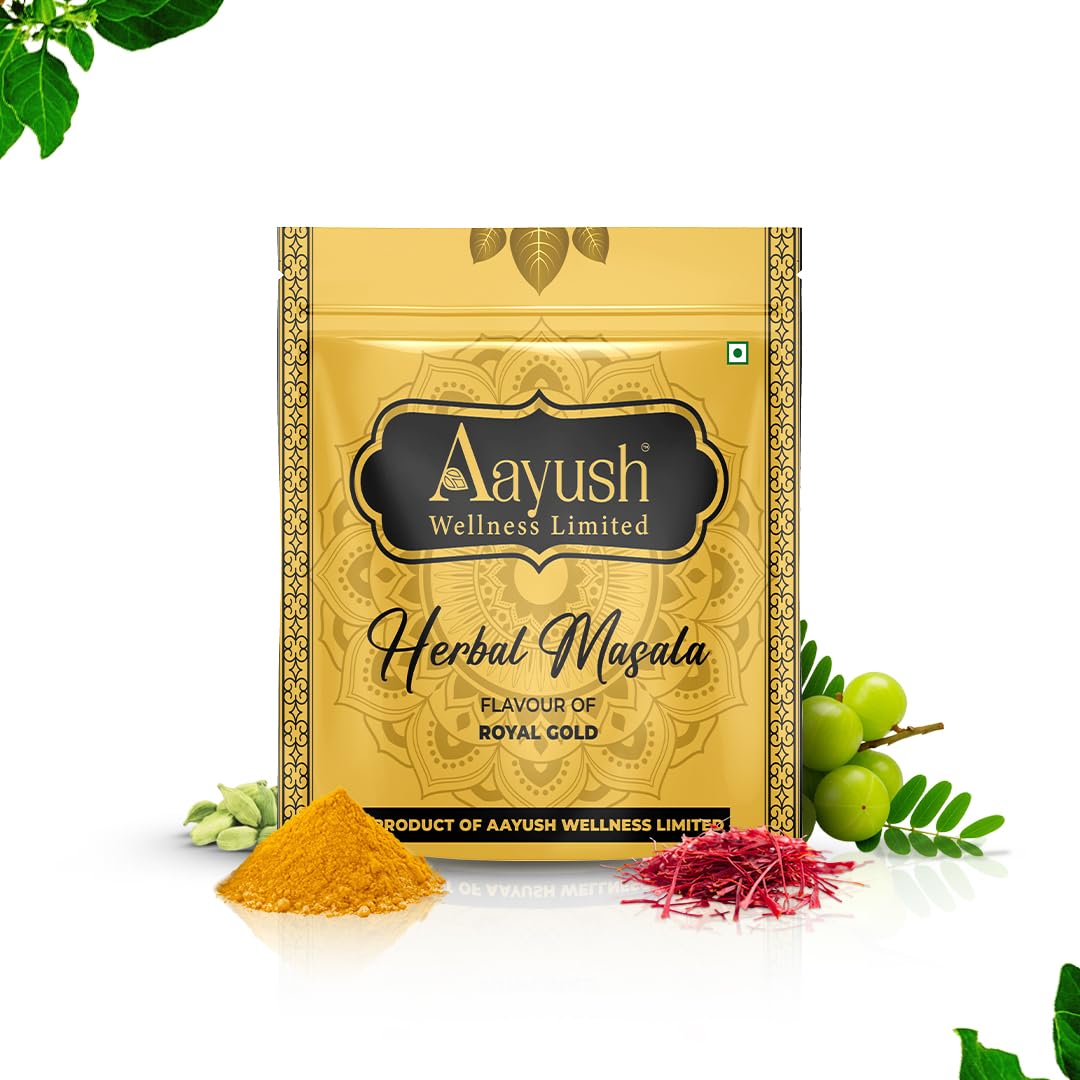 Aayush Herbal Masala | Tobacco Free | No Spit Formula | Herbal ingredients | Non Addictive | 150 Grams (15 Pouch, Royal Gold Flavour)-image-41