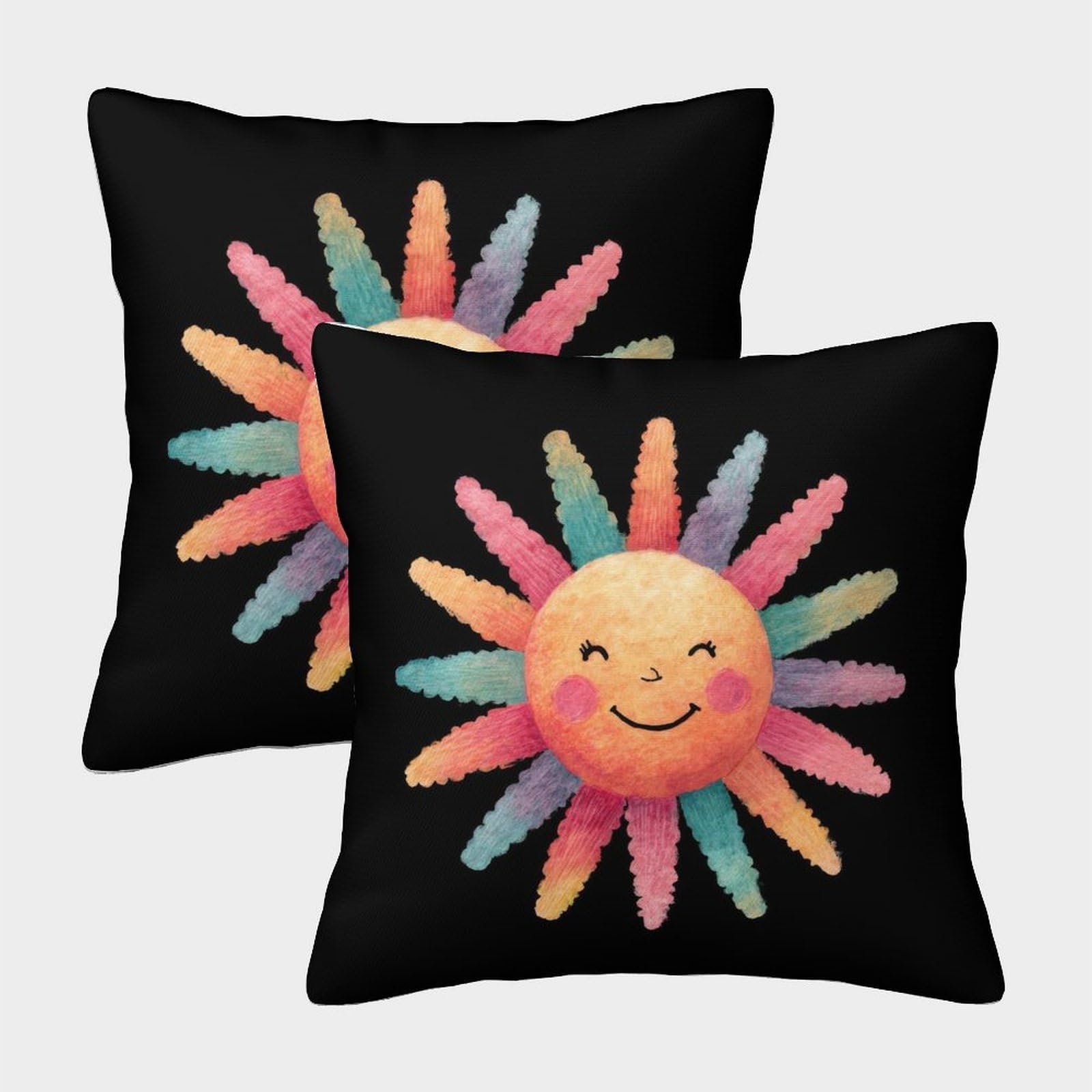 QFVANSIYO 3D Printed Rainbow Sunflower Pillowcase Microfiber Bed Decor Sunny Fluffy Pillow Cover for Adult Teen Soft Breathable 40x40cm