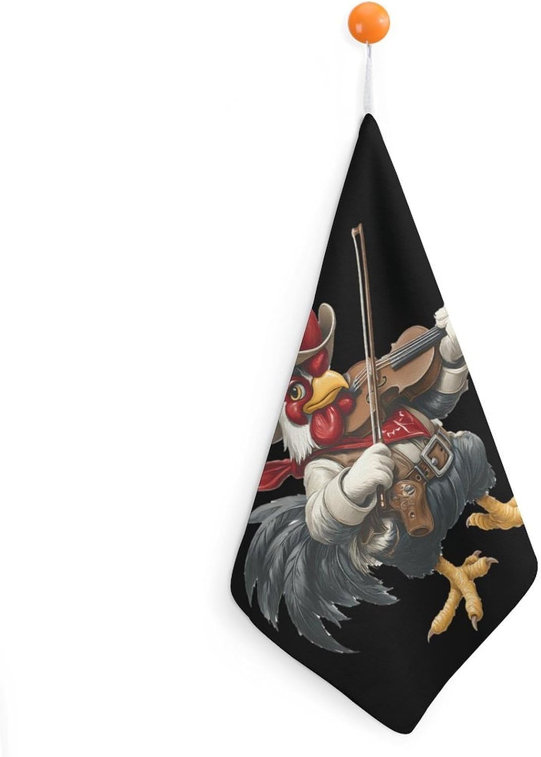 Funny Rooster Violin Hand Towels for Bathroom Handkerchief | Absorbent,with Hanging Loop,Kitchen Towels,for Home Hotel,Soft