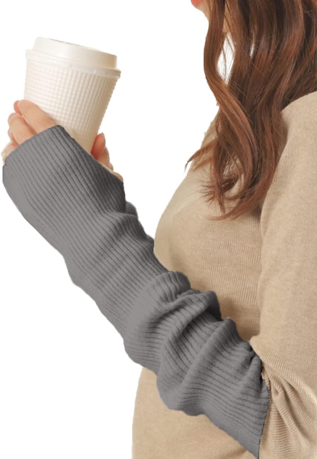 LINOR アームウォーマー アームカバー 手首ウォーマー レディース 冬 ロング 親指穴付き カシミヤ混 さらさら 極暖