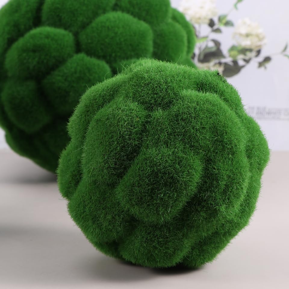 Artificial Moss Balls Fake Moss Rocks Decorative Green Moss Globes Sphere Balls Orb Sphere Vase Bowl Filler for Home Party Weddings Display Decor Props 15cm Greenery Balls