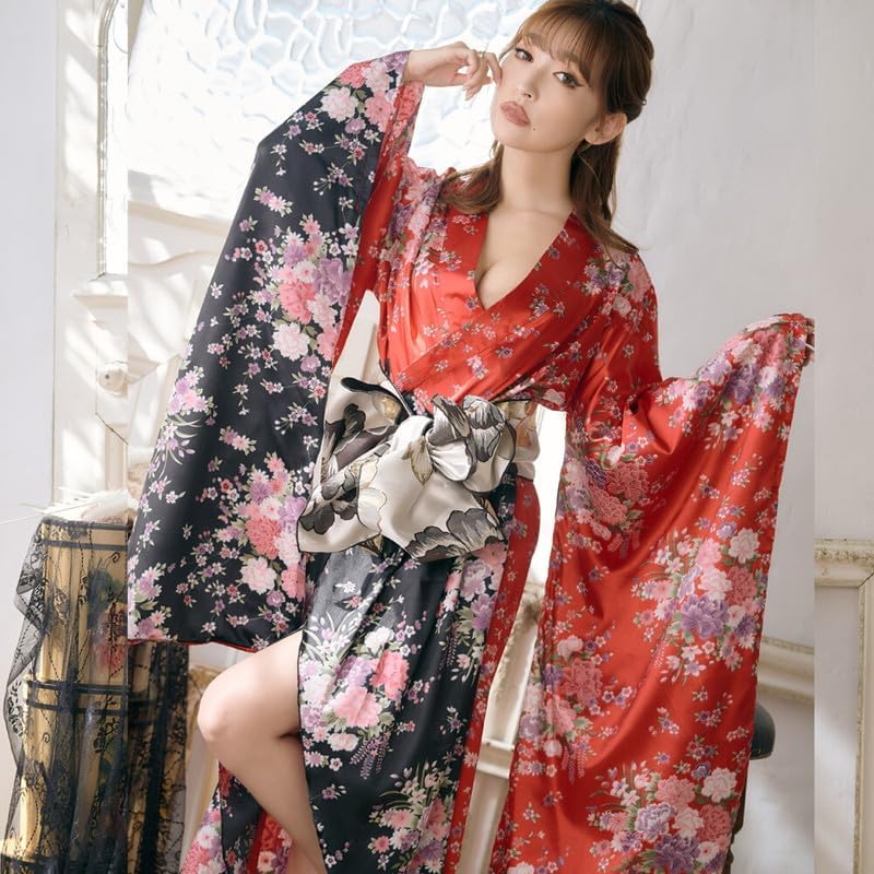 Amazon.co.jp: [LoveRich] ラブリッチ 花柄 リボン 花魁 着物 ドレス